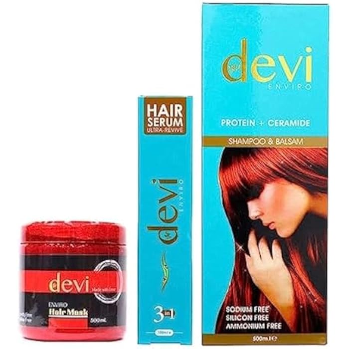 Devi Set L Set for Protein and Keratin Treated Hair [Shampoo-Conditioner-Cream-Serum Bath]